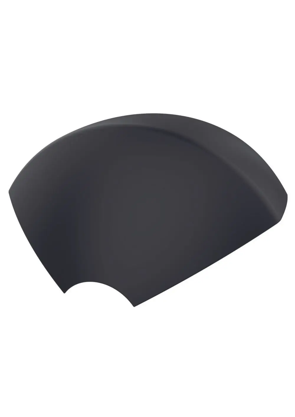 Schwarze Abdeckhaube von Judo, halbkreisförmig mit einer Aussparung, geeignet für spezifische Anwendung im Bereich Heiztechnik.